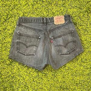 vintage levi’s jean cutoffs black fringe denim shorts